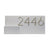 White horizontal address plaque with champagne gold modern house numbers 2446