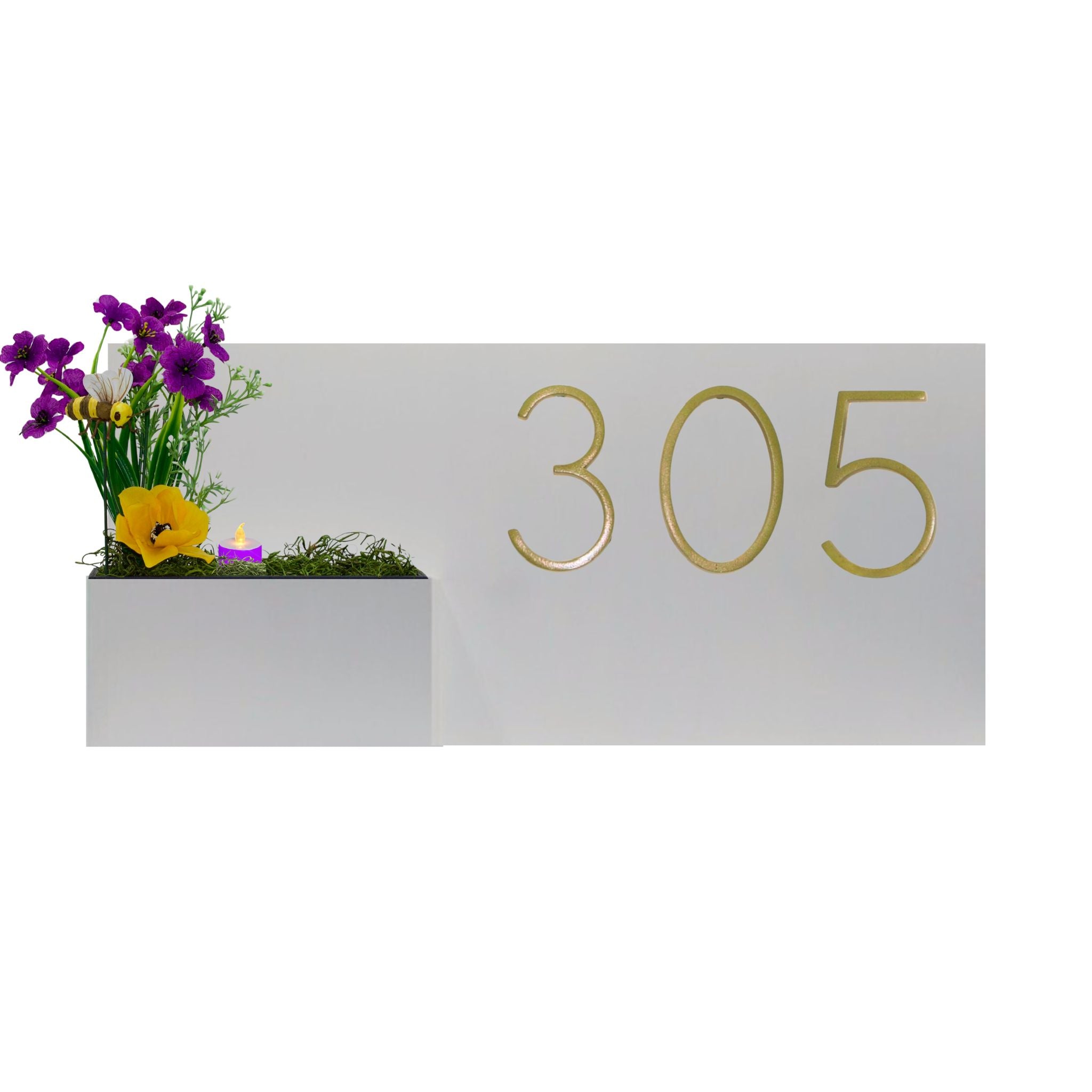 Horizontal House Number Sign with Refillable Box