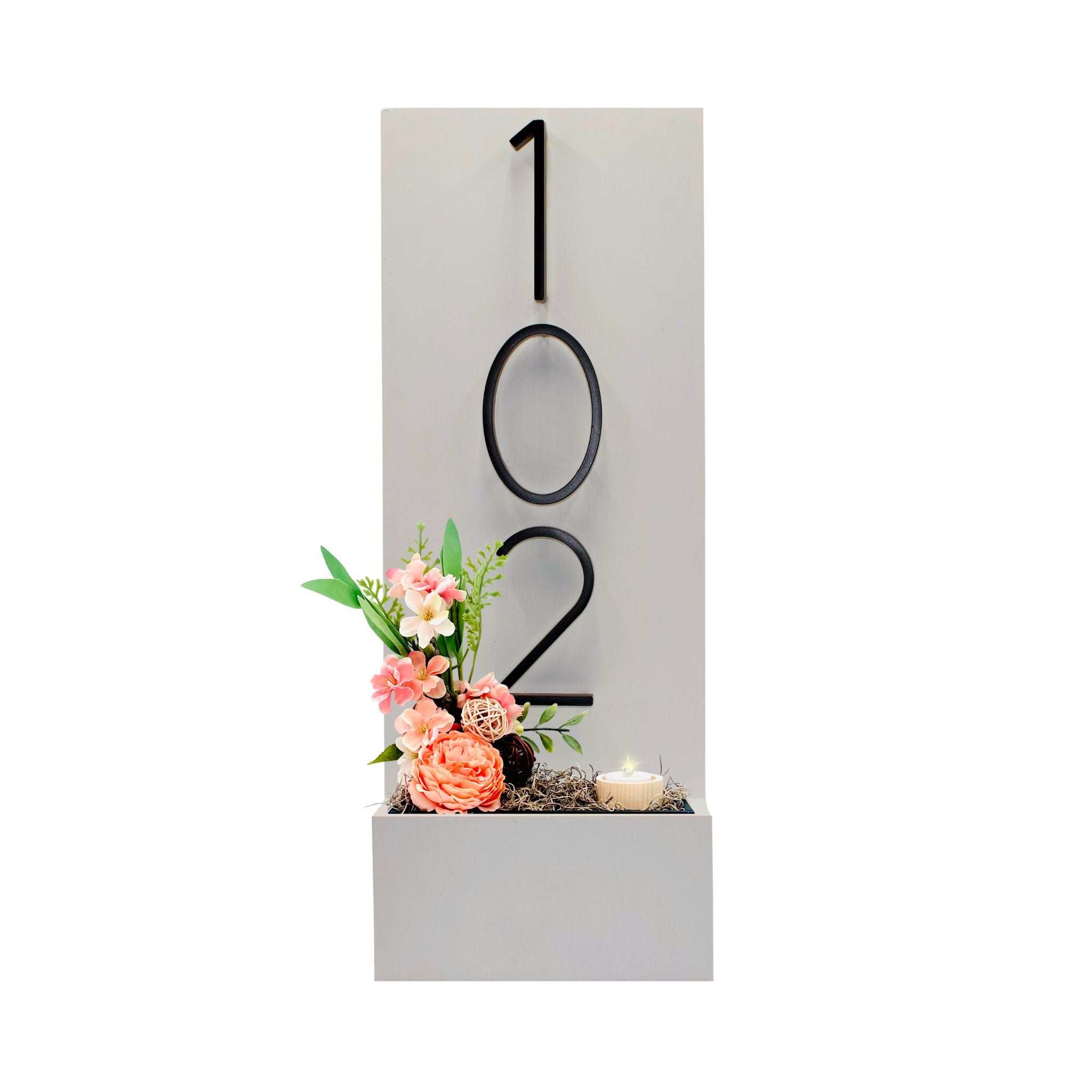 Vertical House Number Sign with Refillable Box