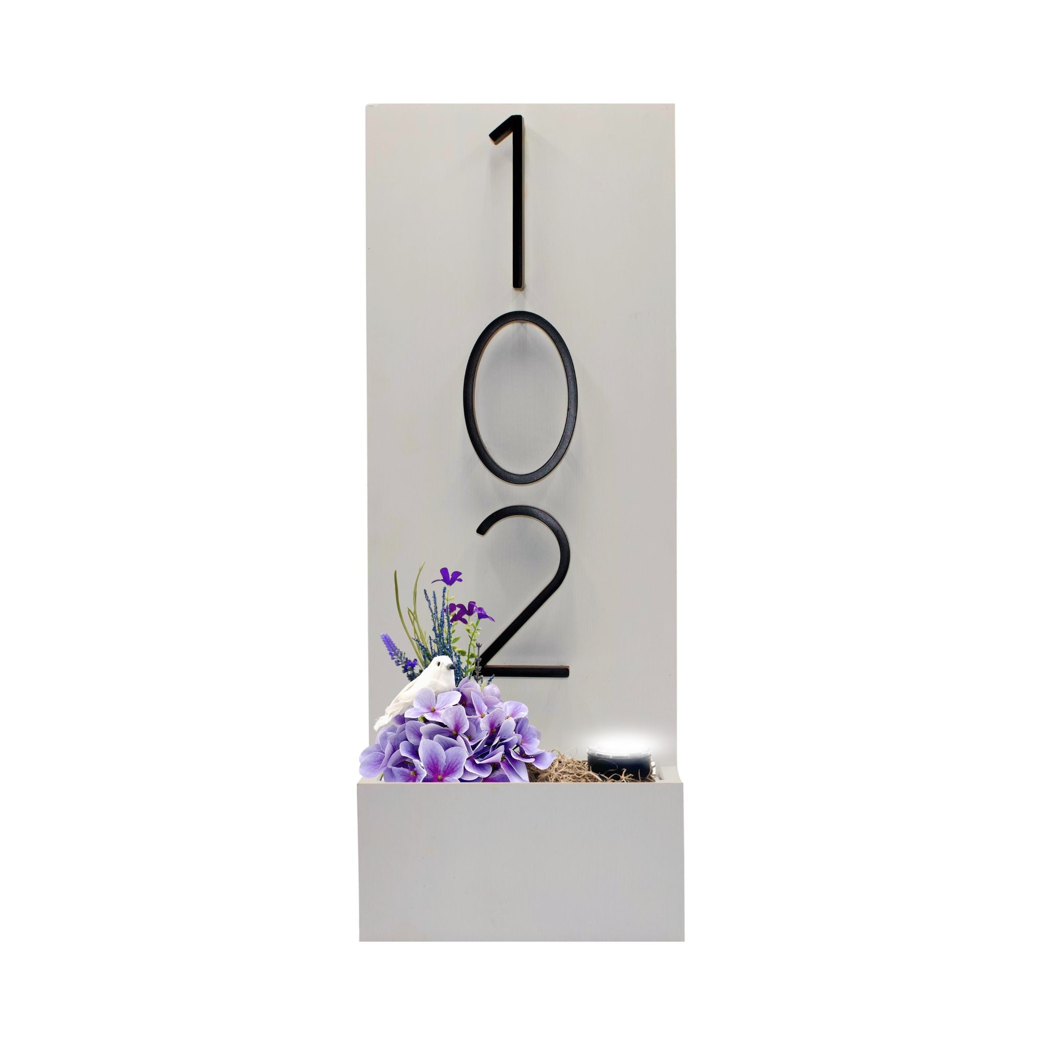 Vertical House Number Sign with Refillable Box