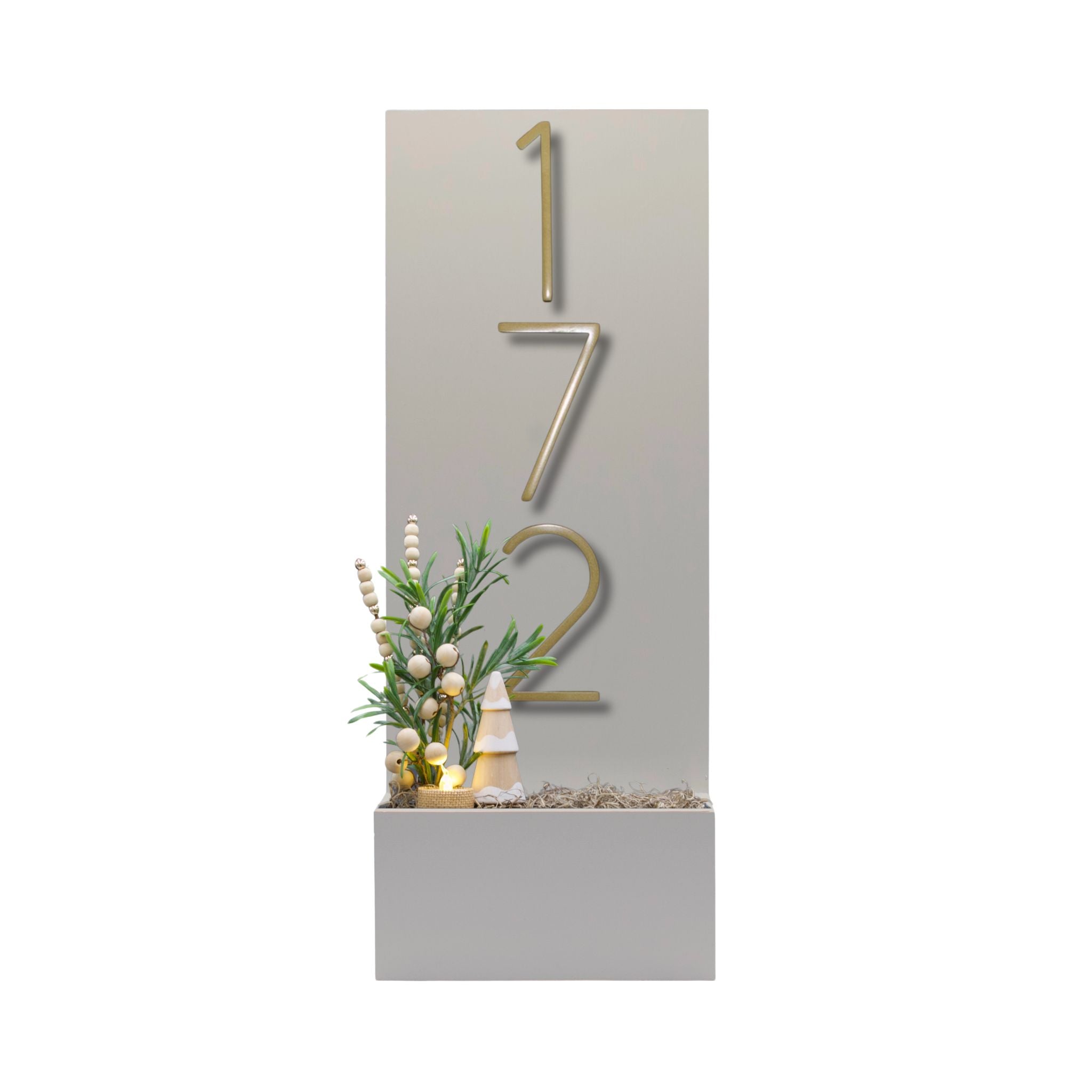 Vertical House Number Sign with Refillable Box