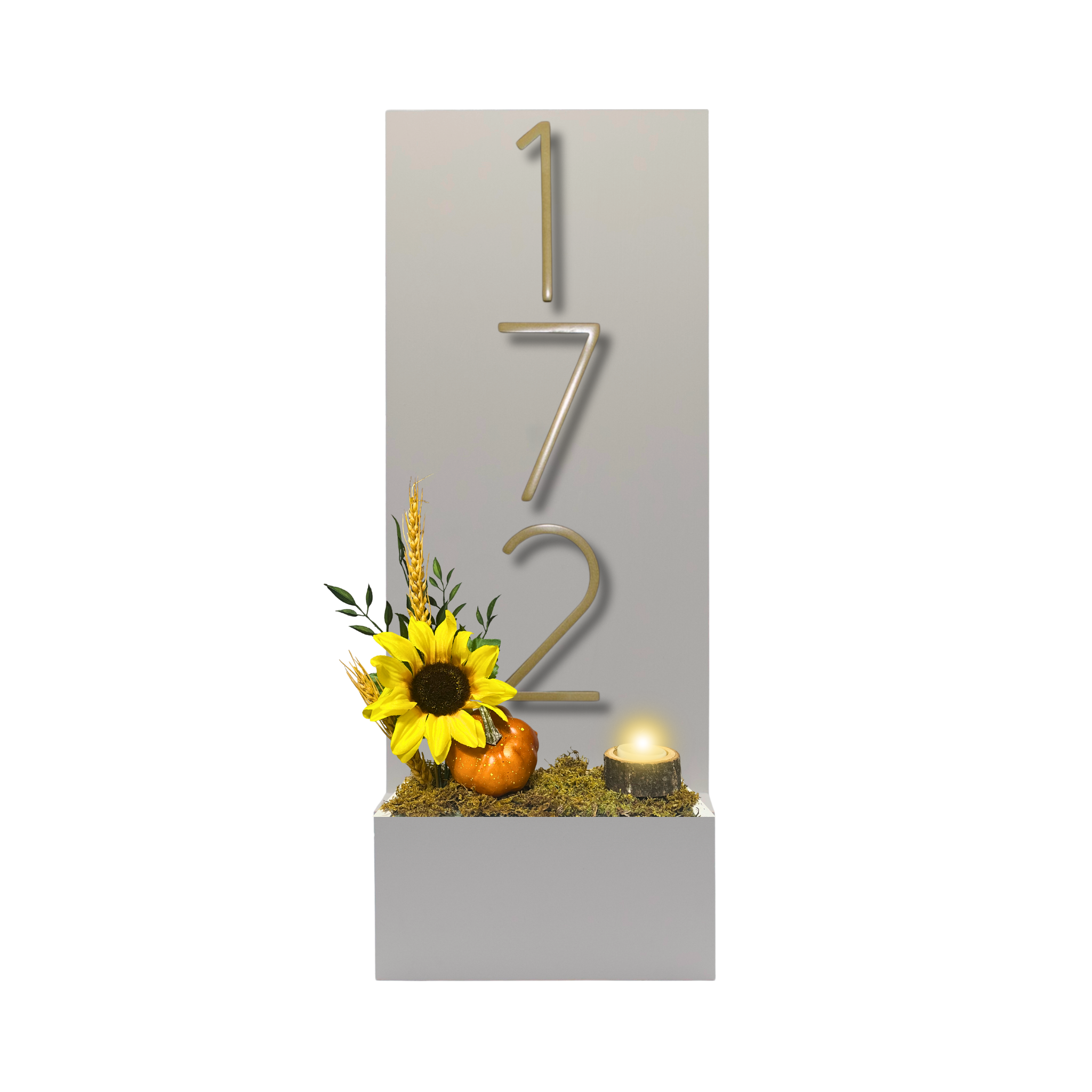 Vertical House Number Sign with Refillable Box