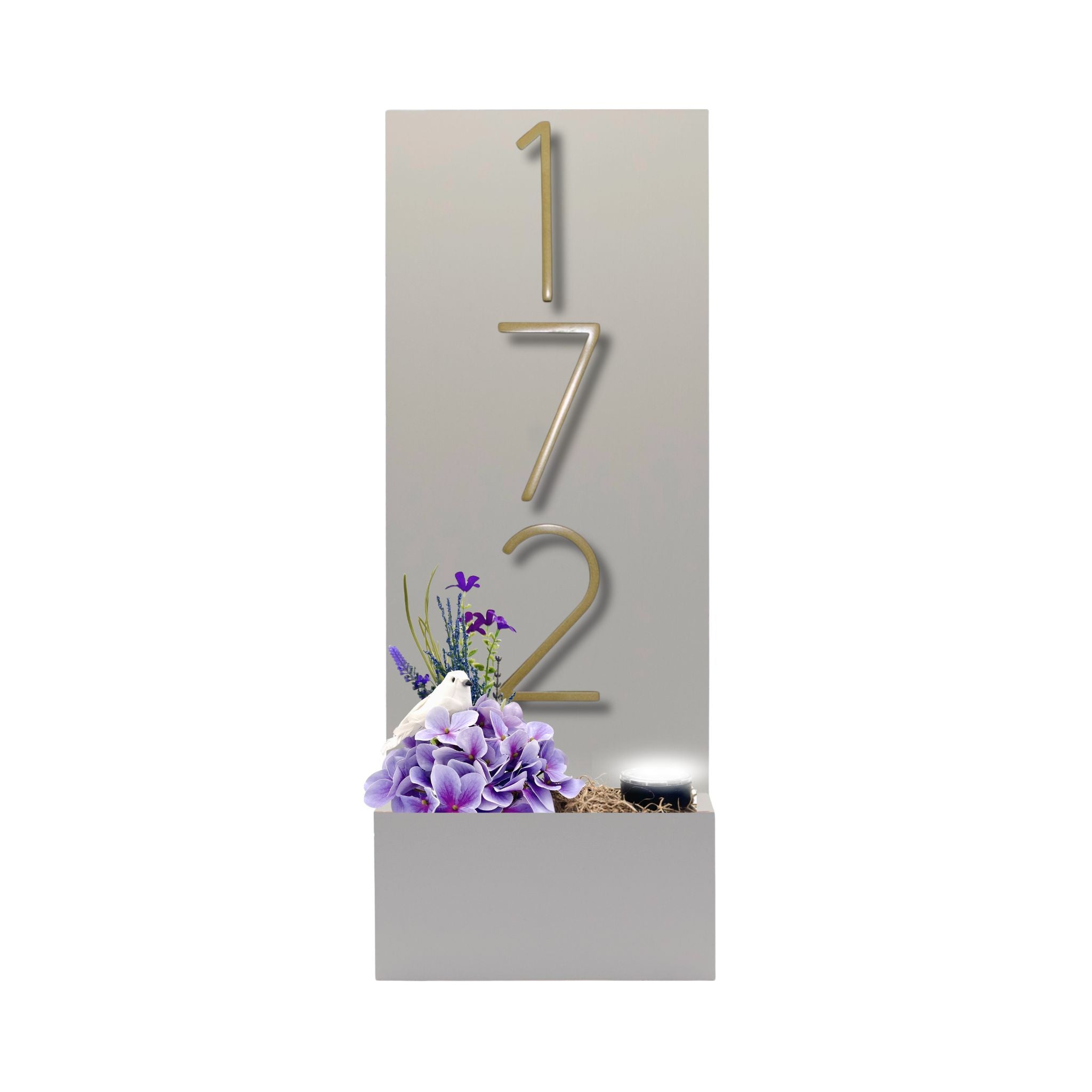Vertical House Number Sign with Refillable Box