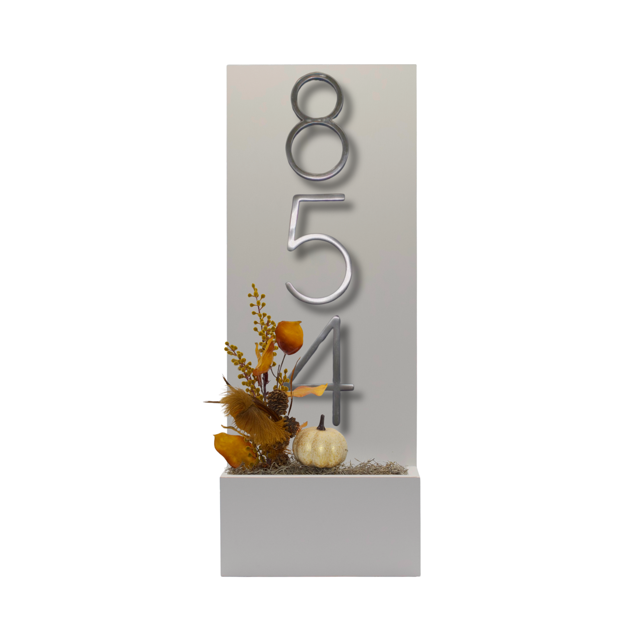 Vertical House Number Sign with Refillable Box