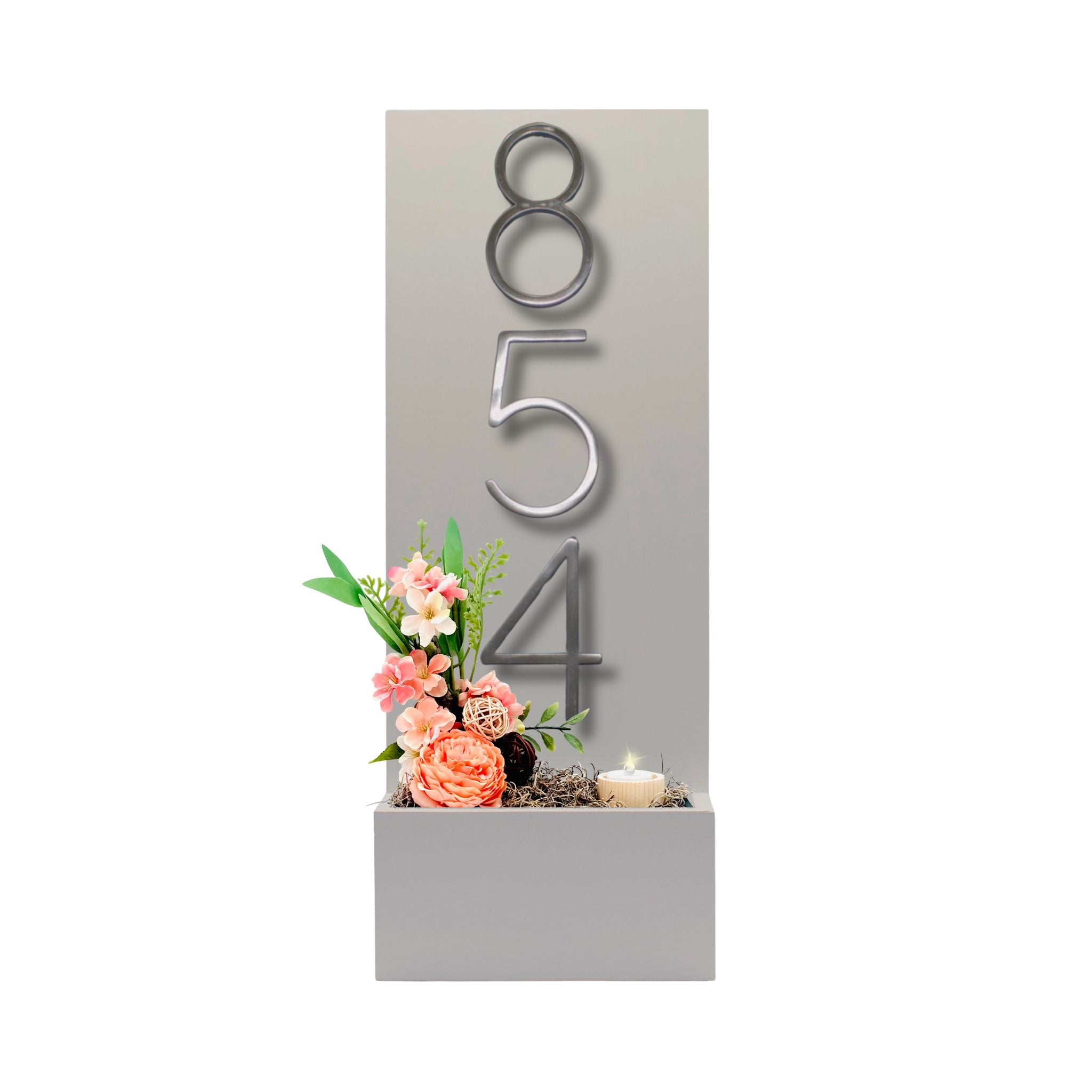 Vertical House Number Sign with Refillable Box