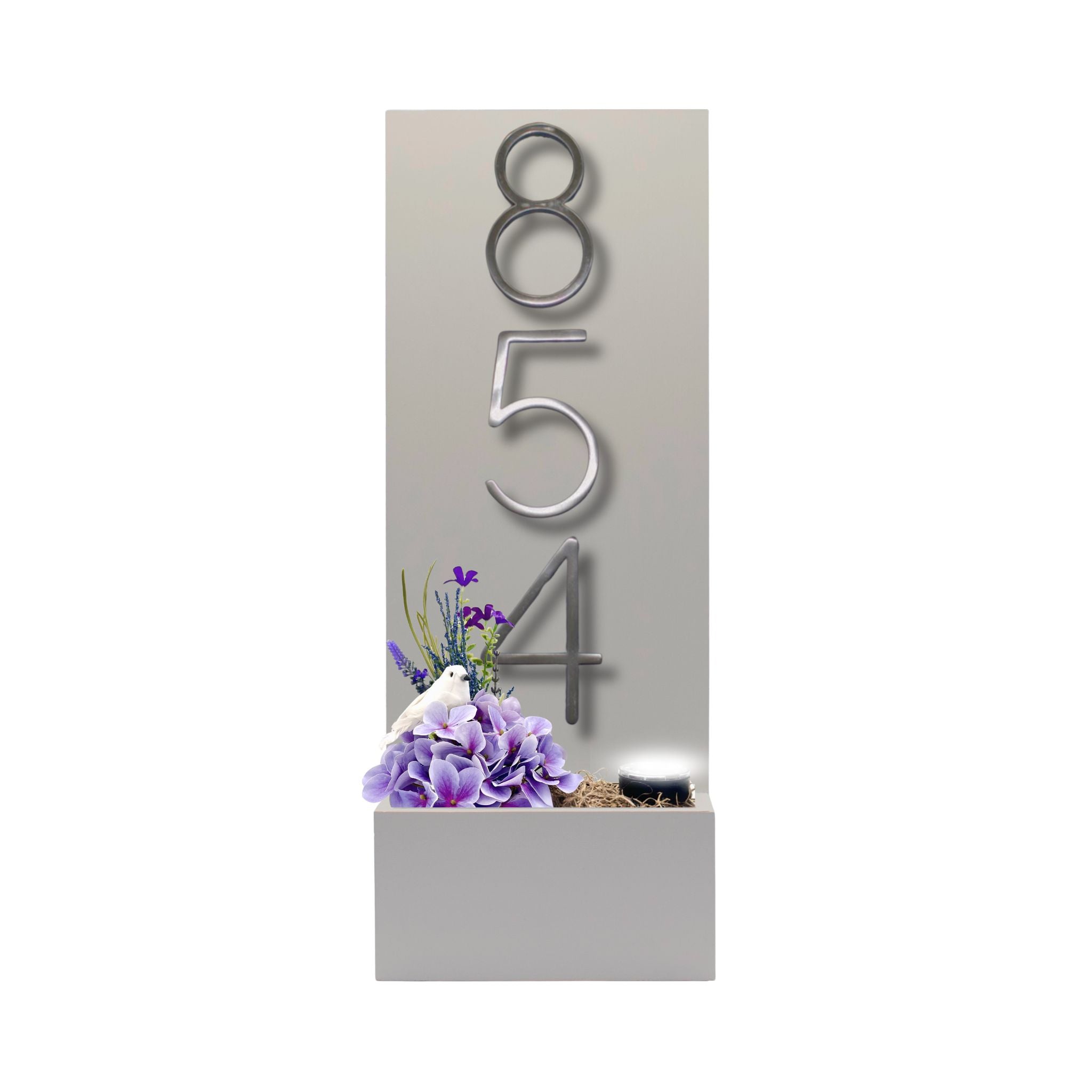 Vertical House Number Sign with Refillable Box