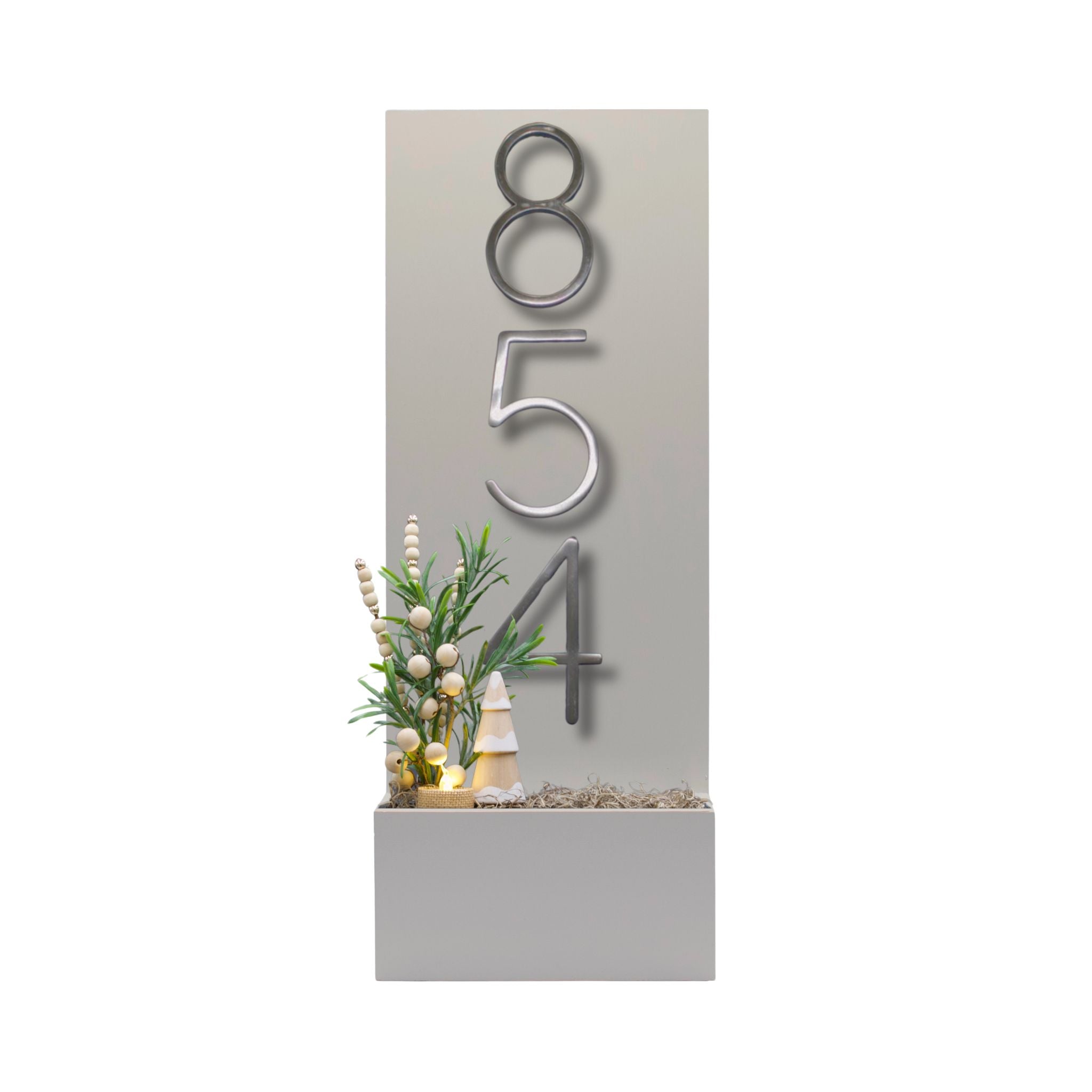 Vertical House Number Sign with Refillable Box