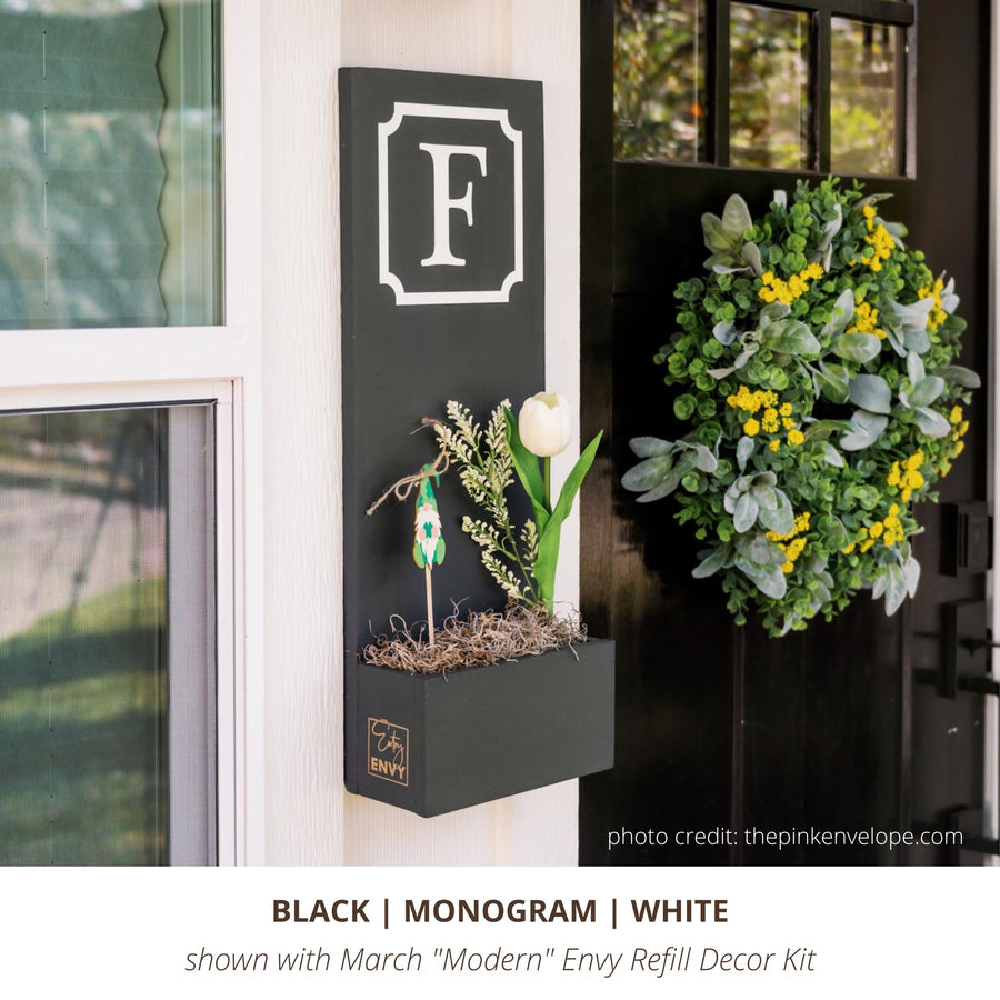 Black Vertical Monogram F with April Easter Envy Refill Decor Kit