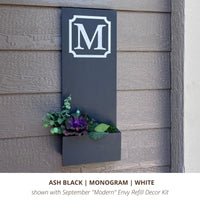 Black Vertical Monogram M in White with September Modern Envy Refill Decor Kit