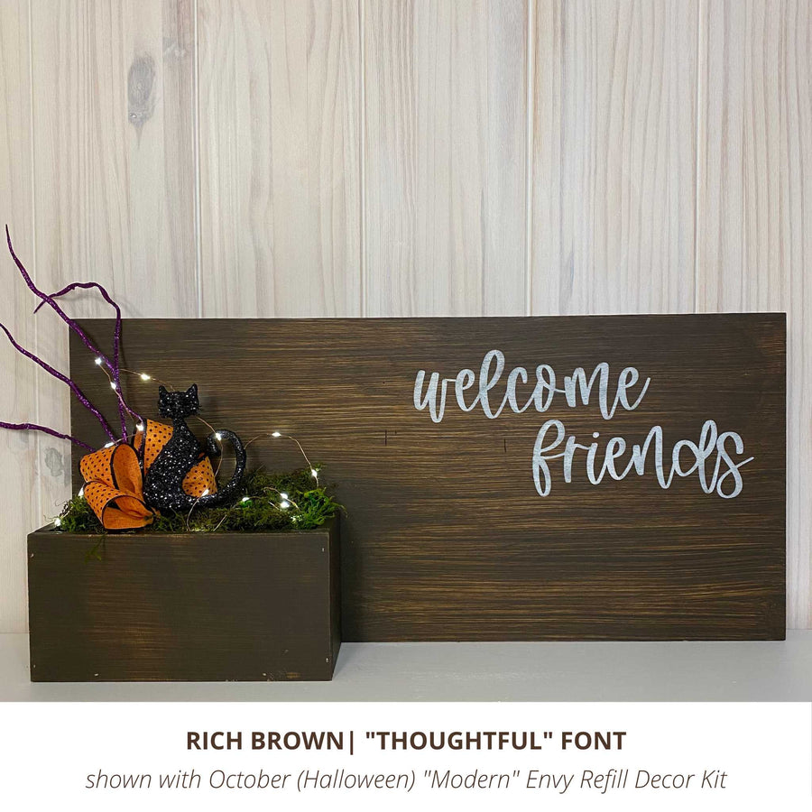Brown horizontal with Welcome Friends and October Halloween modern monthly refill decor kit