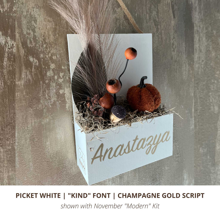 Interior Picket White with Subscription November Kit and Gold Kind Font