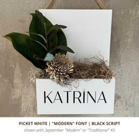 Interior Picket White with Subscription September Kit and Black Modern Font