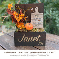 Interior Rich Brown with Kind Font in Champagne Gold and Subscription Decor Thanksgiving Kit