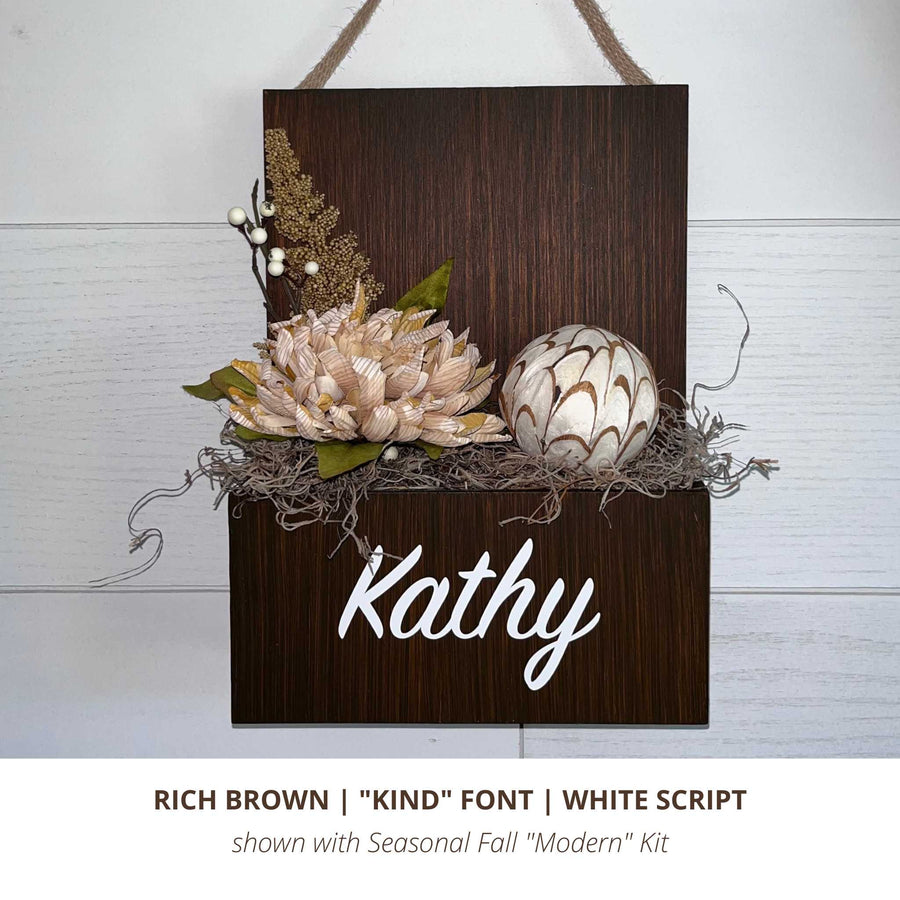 Interior Rich Brown with Kind Font in White and Fall Seasonal Decor Kit