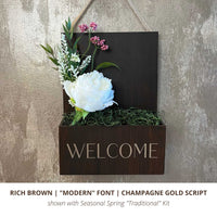 Interior Rich Brown with Spring Kit and Modern Font in Champagne Gold 