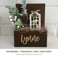 Interior Rich Brown with Subscription Christmas Kit and Champagne Gold Thoughtful Font